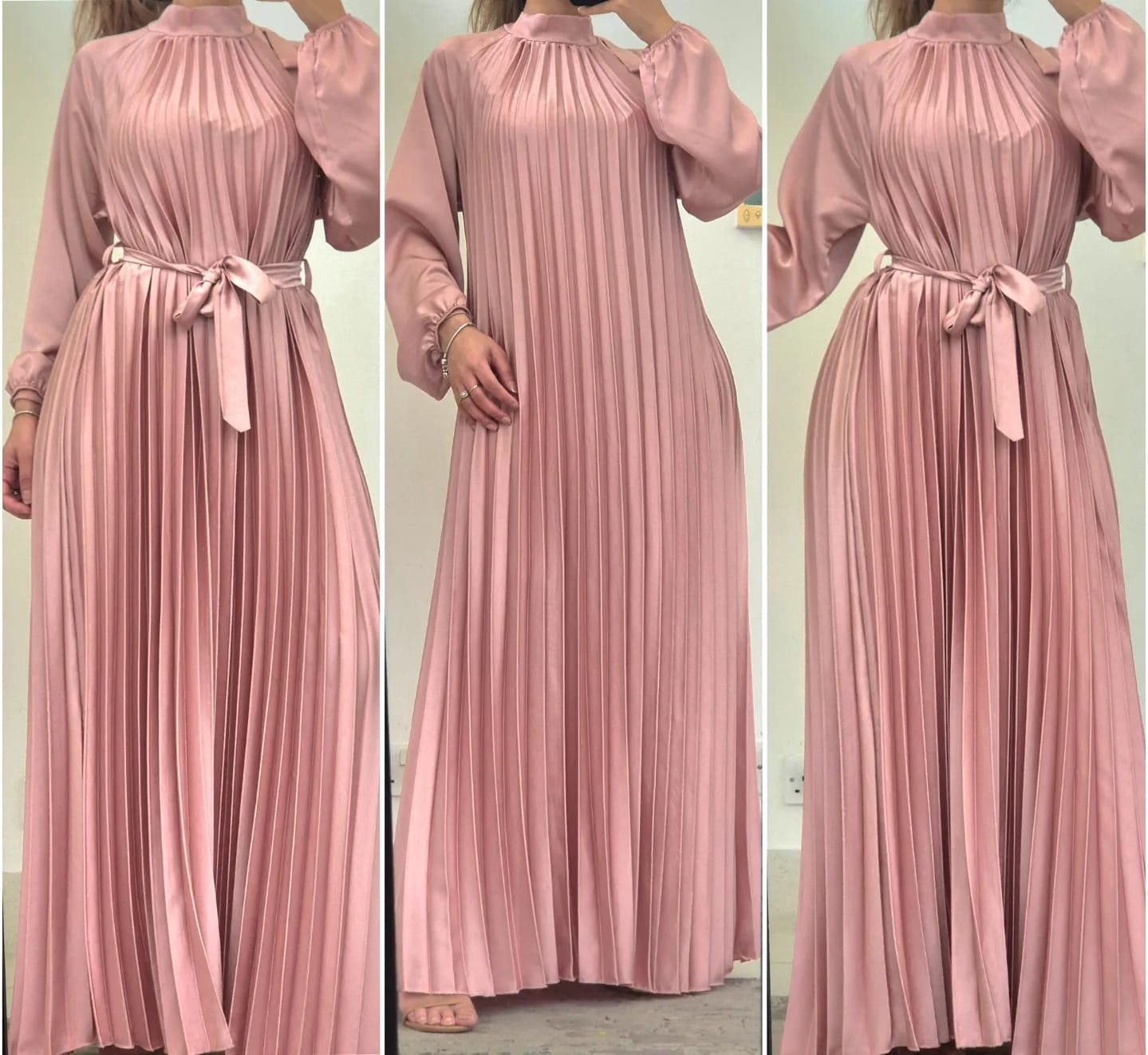 Satin Pleated Dress