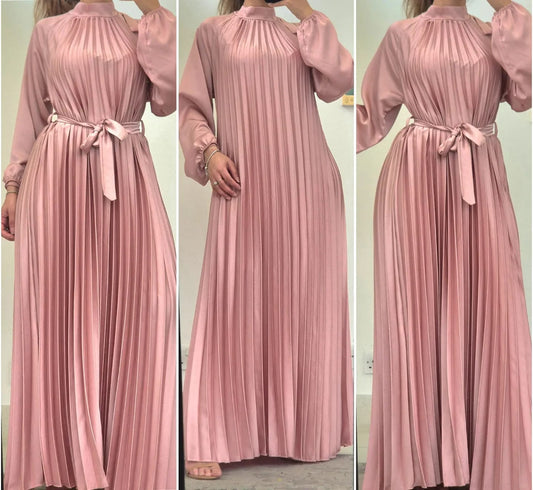 Satin Pleated Dress